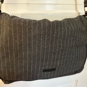 Bodhi flannel pinstriped computer/ oversized shoulder bag.